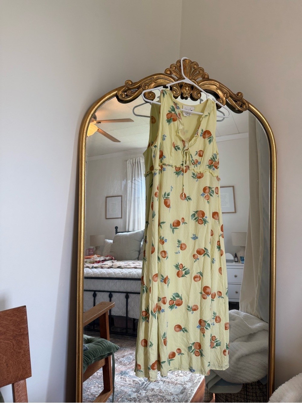 Sadie & Sage Yellow Maxi Dress with Orange Floral Print